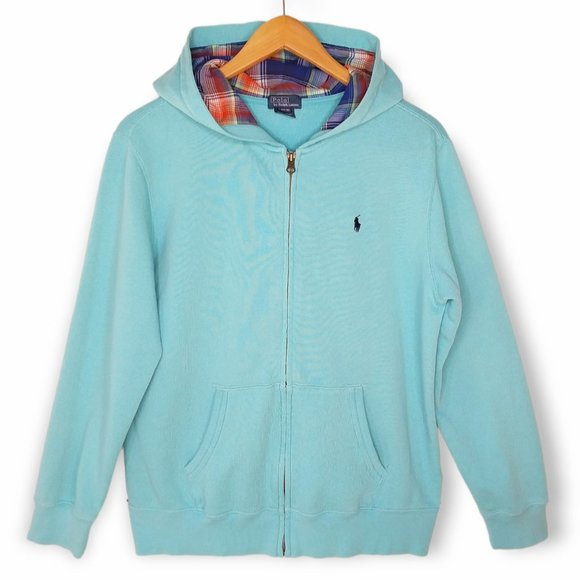 Polo Ralph Lauren Full Zip Hoodie Size L (14-16) Embroidered Pony Terry Lined